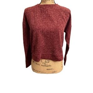Forever 21 Cropped Heather Burgundy Sweater